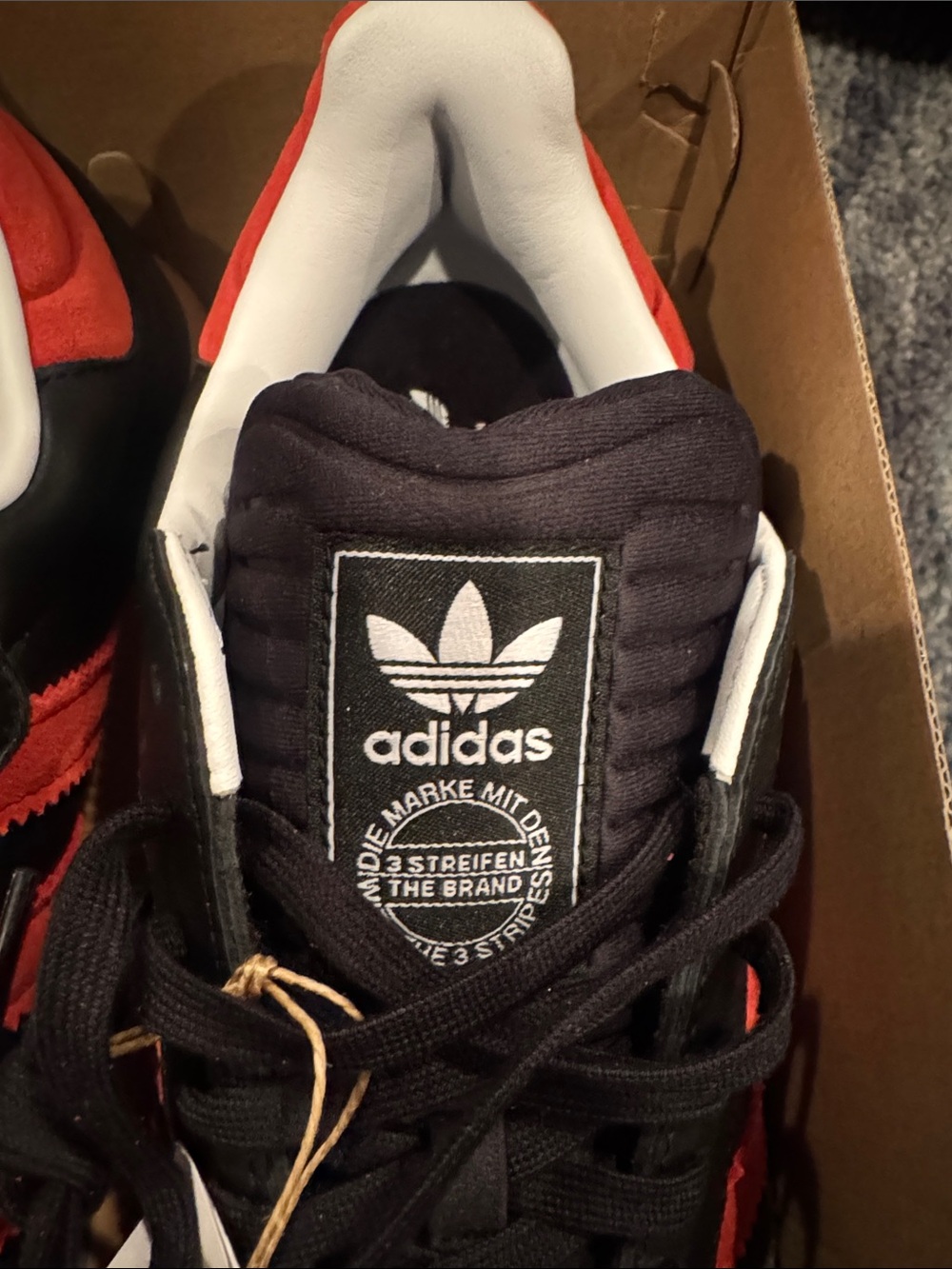 adidas Samba Sneakers — Black with Red Accents and Gum Sole - Picture 8 of 8